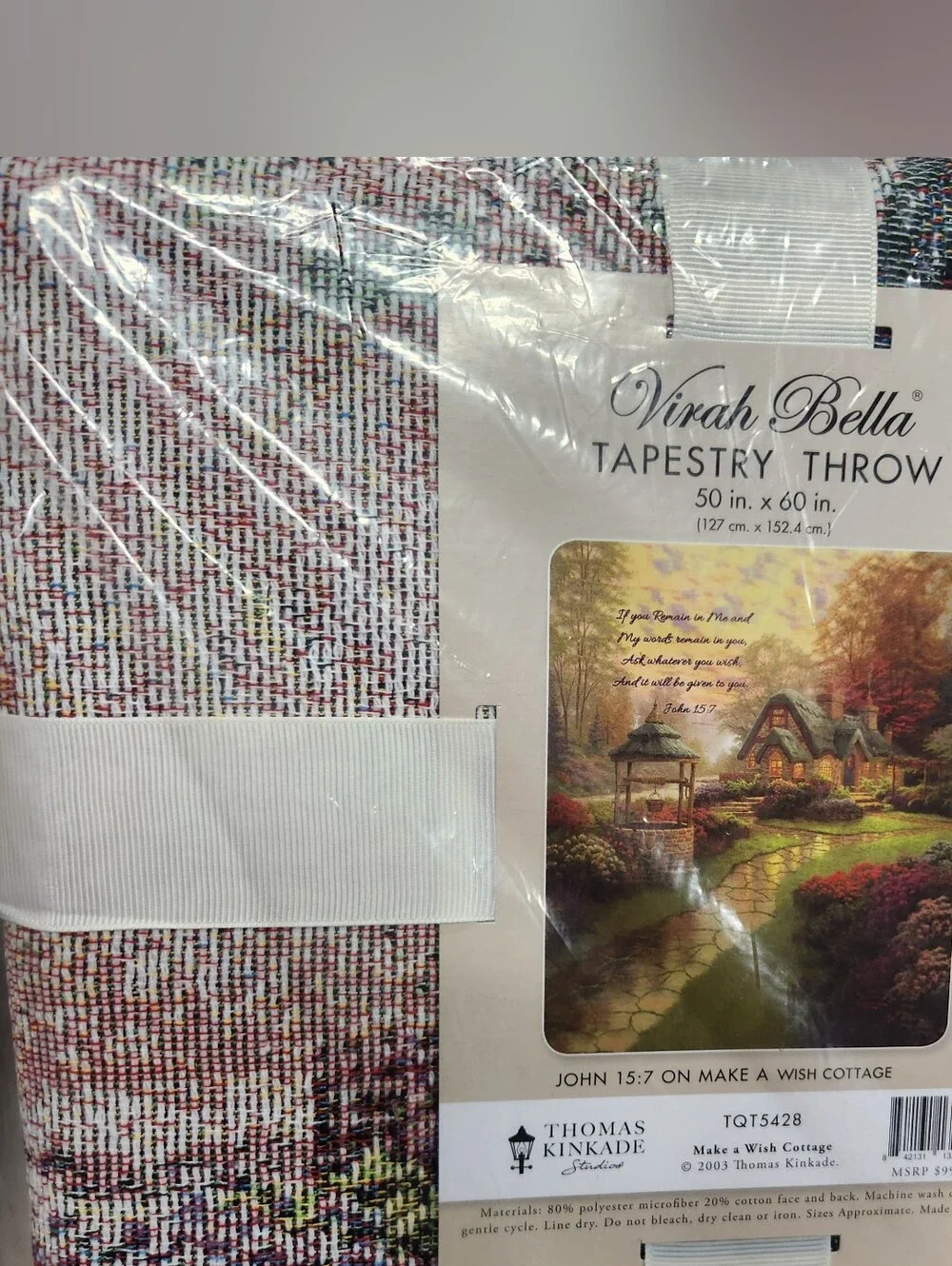 Virah Bella Inspirational Tapestry Throw Make a Wish Cottage Thomas Kinkade New